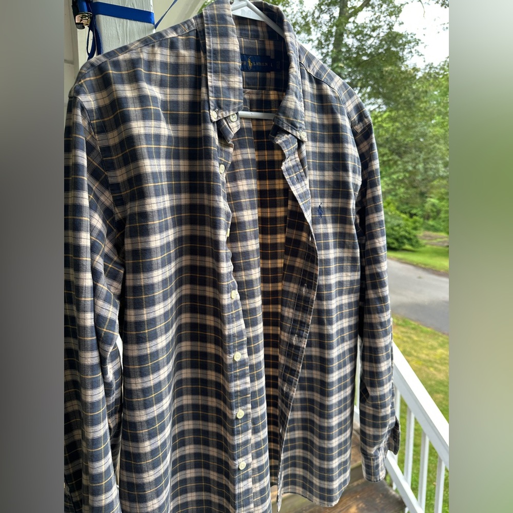 Polo by Ralph Lauren Blue and White Casual Button Down Shirt